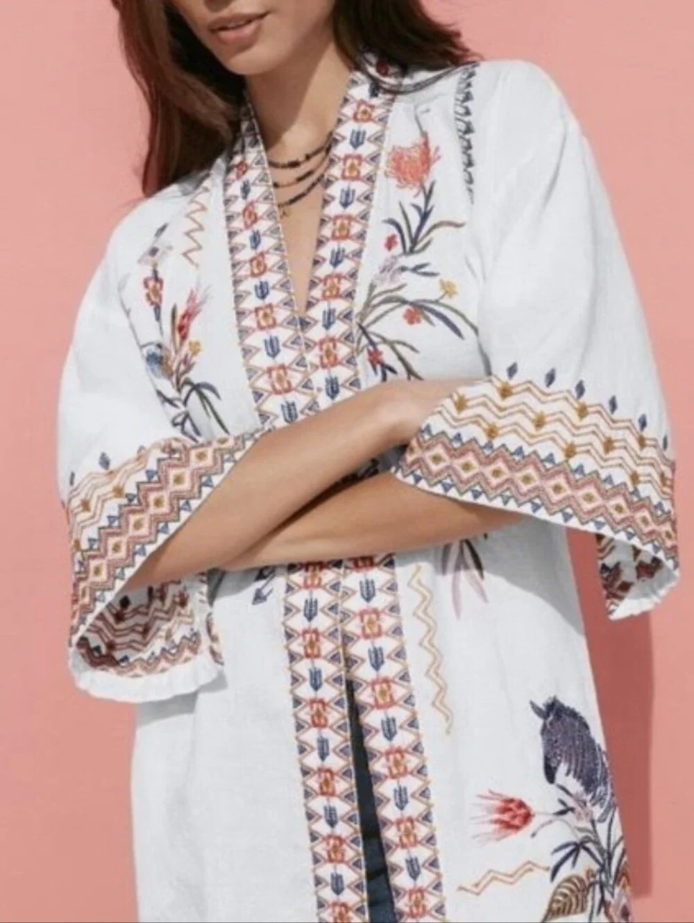 Johnny Was Watipaso Linen Open Front Kimono / Cardigan - Size L
